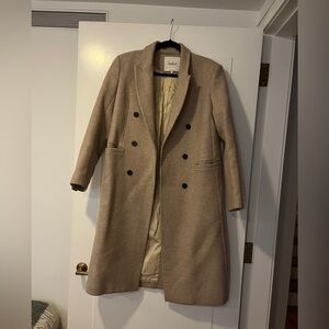 ba&sh Double-Breasted Trench Coat in Camel Beige